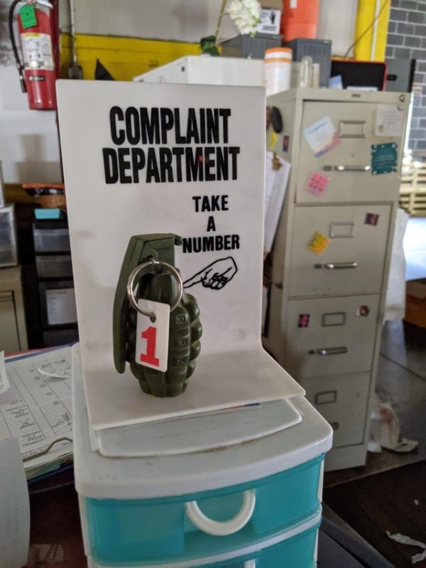 complaint department grenade - Complaint Department Take A Number