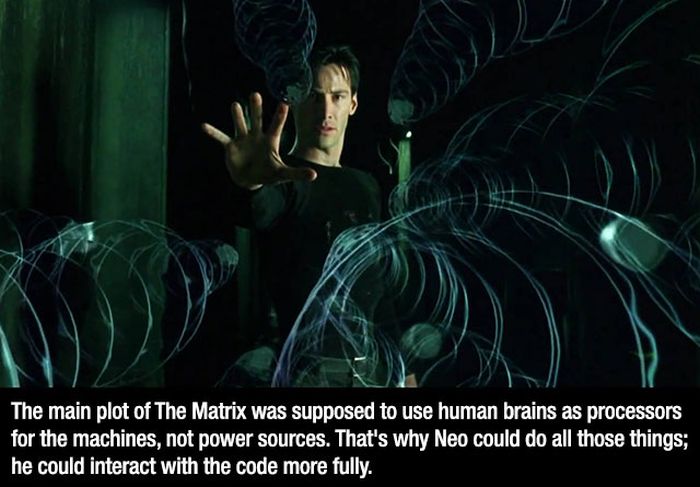 matrix neo stops bullets - The main plot of The Matrix was supposed to use human brains as processors for the machines, not power sources. That's why Neo could do all those things; he could interact with the code more fully.