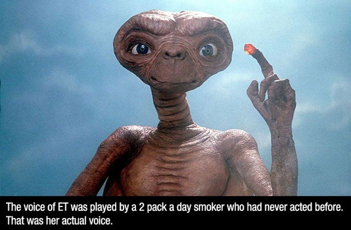 facts about films - The voice of Et was played by a 2 pack a day smoker who had never acted before. That was her actual voice.