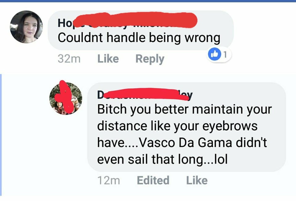 Couldnt handle being wrong 1b1 32m 1 D..... lay Bitch you better maintain your distance your eyebrows have.... Vasco Da Gama didn't even sail that long...lol 12m Edited