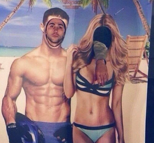 funny memes - lonely guy hanging by himself in couples cut out
