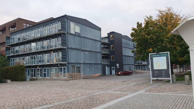 cool objects - apartment building made from re-used metal shipping containers
