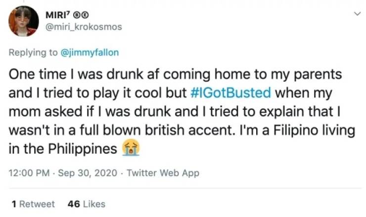 oluwatoyin salau tweet - Miri Oo One time I was drunk af coming home to my parents and I tried to play it cool but when my mom asked if I was drunk and I tried to explain that | wasn't in a full blown british accent. I'm a Filipino living in the Philippin