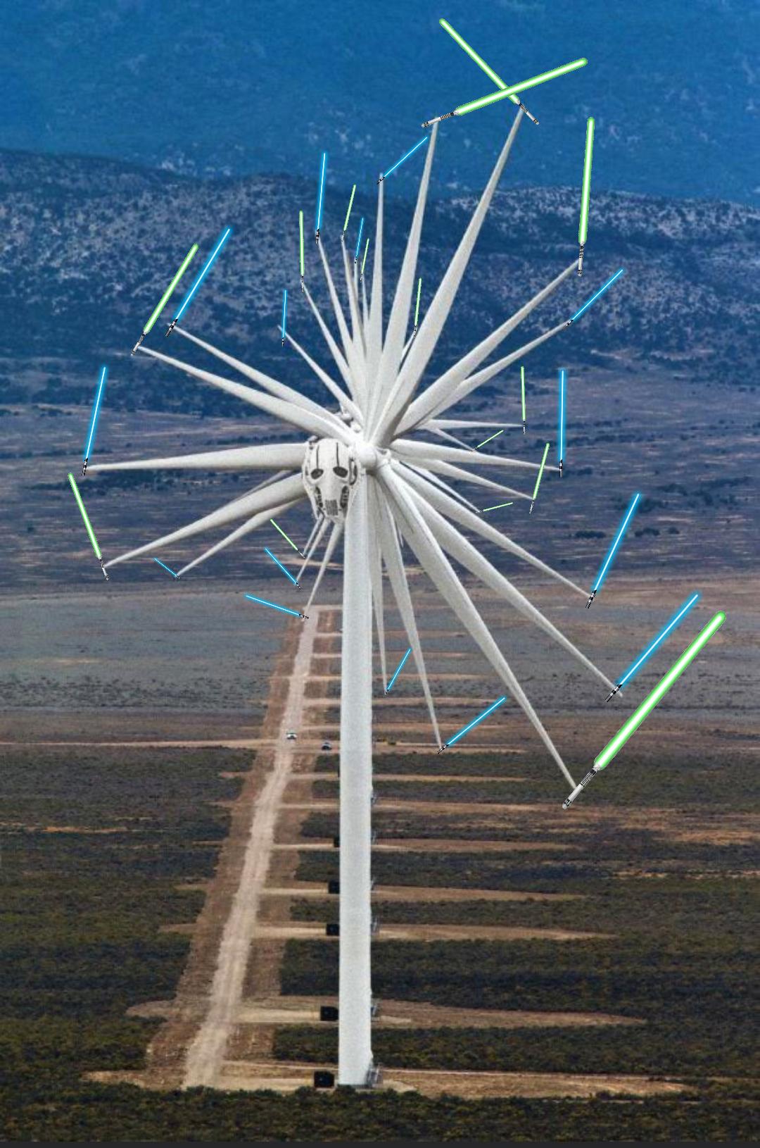 wind turbines in a row