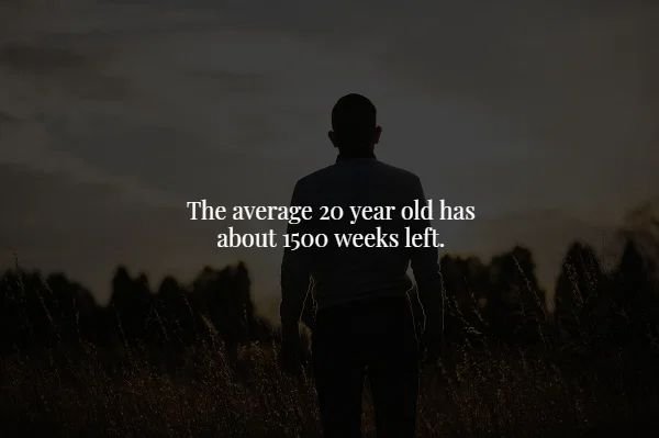 sky - The average 20 year old has about 1500 weeks left.