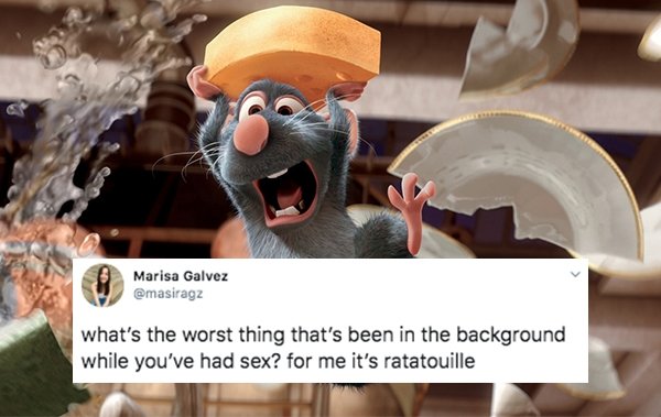 ratatouille animation - Marisa Galvez what's the worst thing that's been in the background while you've had sex? for me it's ratatouille