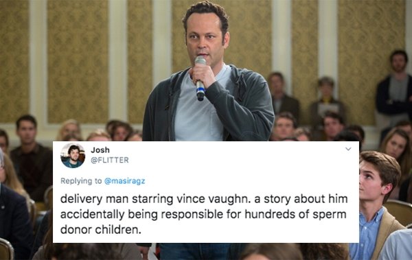 Delivery Man - Josh delivery man starring vince vaughn. a story about him accidentally being responsible for hundreds of sperm donor children.