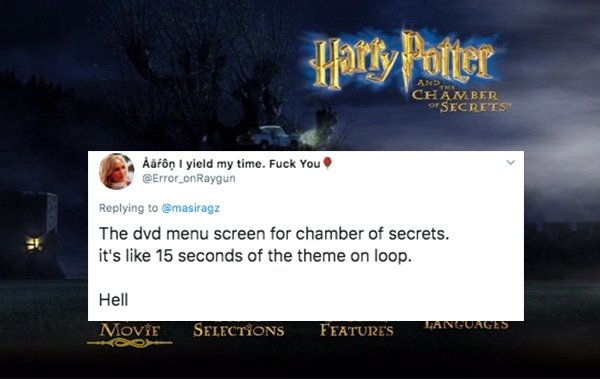 harry potter and the chamber - Hatty Potter Chamber Of Secrets fn 1 yield my time. Fuck You The dvd menu screen for chamber of secrets. it's 15 seconds of the theme on loop. Hell Hanguages Movie Qo Selections Features