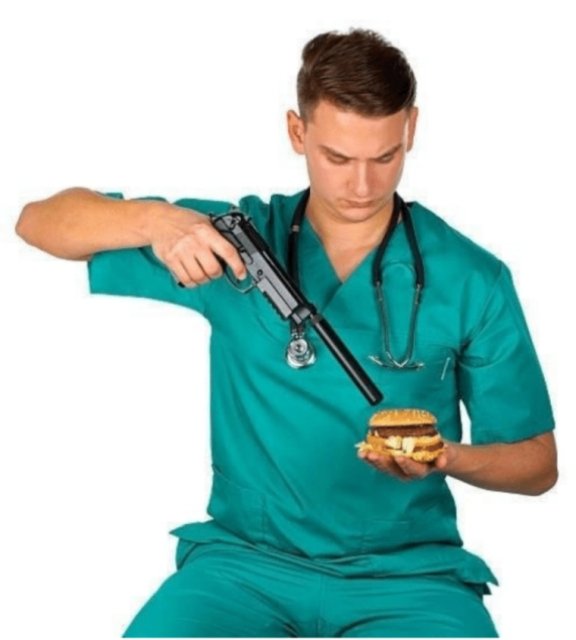 guy shooting hamburger