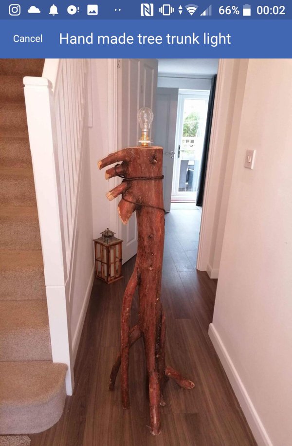 floor - No. 66% Cancel Hand made tree trunk light