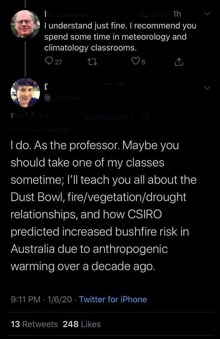 screenshot - 1h understand just fine. I recommend you spend some time in meteorology and climatology classrooms. 27 27 5 @ eather Experten I do. As the professor. Maybe you should take one of my classes sometime; I'll teach you all about the Dust Bowl,…