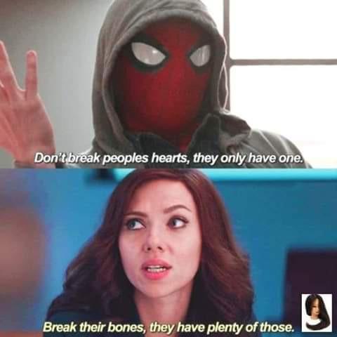 spider man far from home memes - Don't break peoples hearts, they only have one. Break their bones, they have plenty of those.
