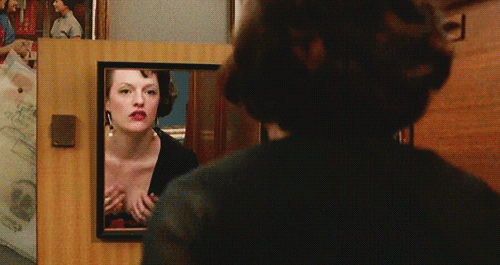 funny work memes - peggy olson mad men adjusting her makeup in the mirror