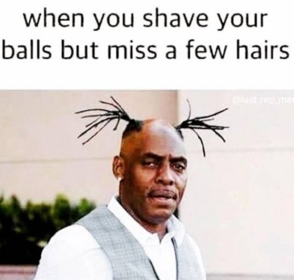 funny men memes - when you shave your balls but miss a few hairs
