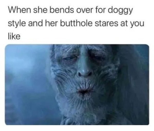 booty hole meme - When she bends over for doggy style and her butthole stares at you