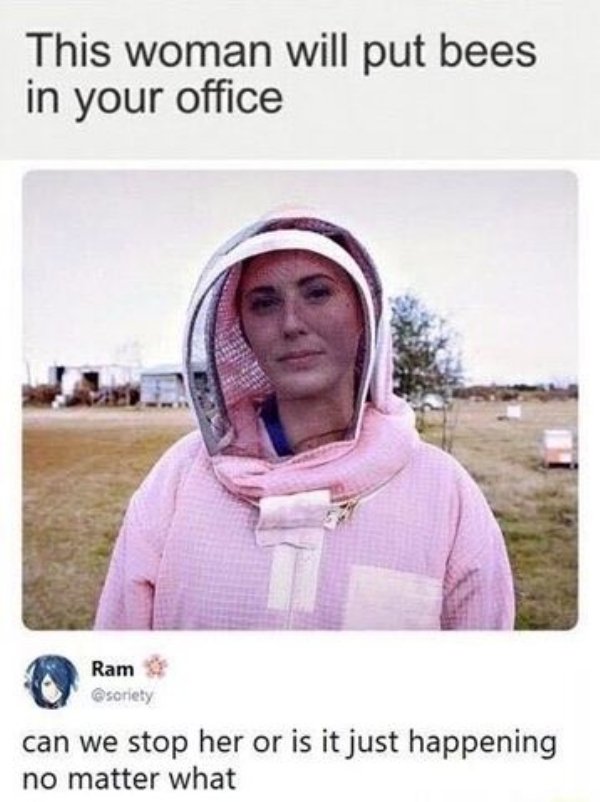 woman will put bees in your office - This woman will put bees in your office Ram can we stop her or is it just happening no matter what