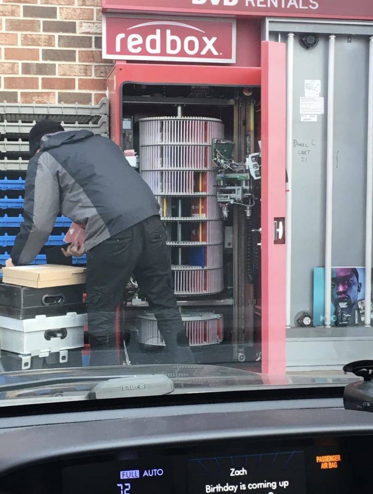 “The inside of a Redbox kiosk.”