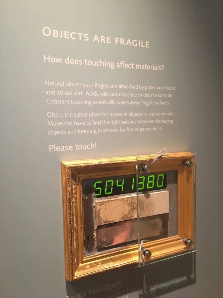 “This display in Ashmolean Museum shows how touching artwork affects material.”