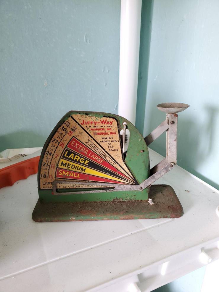 “This vintage egg scale I found in my grandmother's basement.”