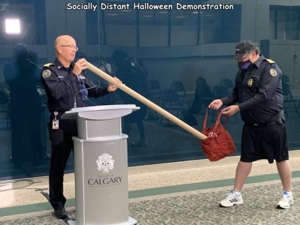 security - Socially Distant Halloween Demonstration Calgary