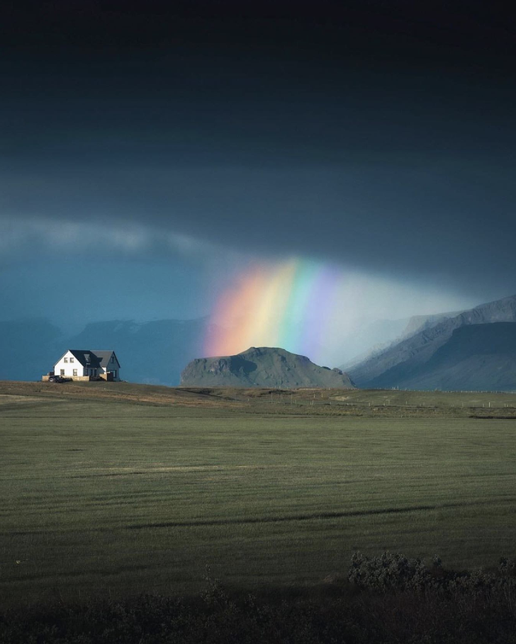 “A huge rainbow in Iceland”