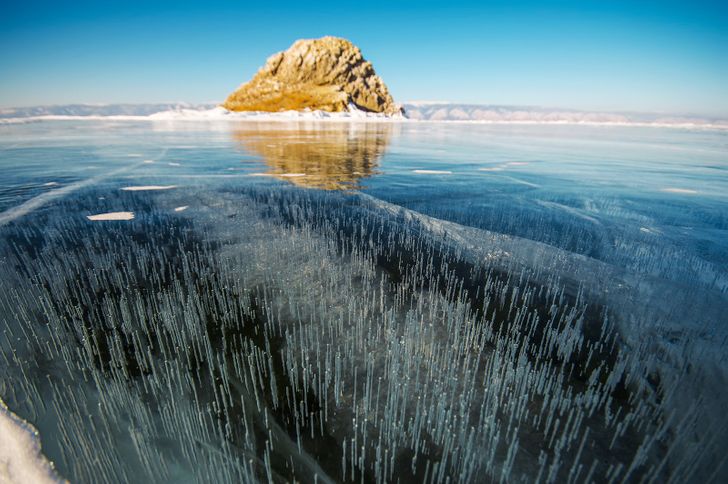 Ice in most lakes look the same but it looks totally different in Baikal. Perhaps that’s due to the purity of the water.”