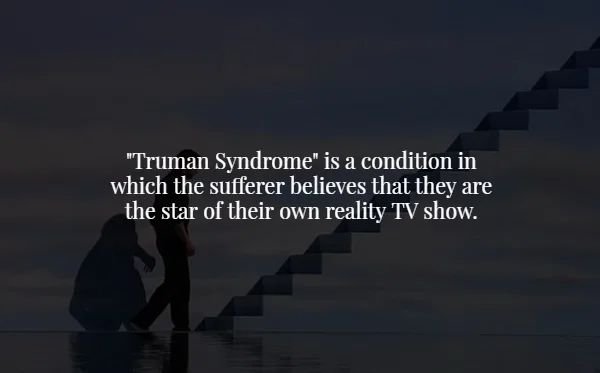 sky - "Truman Syndrome" is a condition in which the sufferer believes that they are the star of their own reality Tv show.