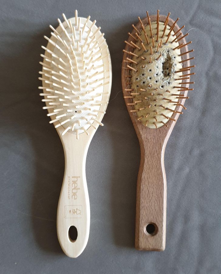 “My mom’s 6-year-old hairbrush and a brand new one”