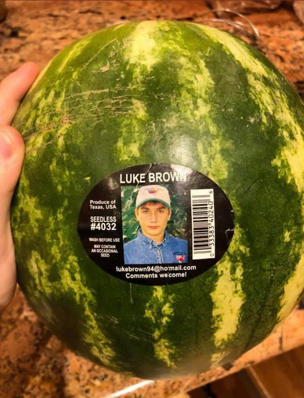 watermelon - Luke Brown Produce of Texas, Usa Seedless 02207 E8ES Rash Before Use May Contain An Occasional Seed lukebrown94'mail.com we come!