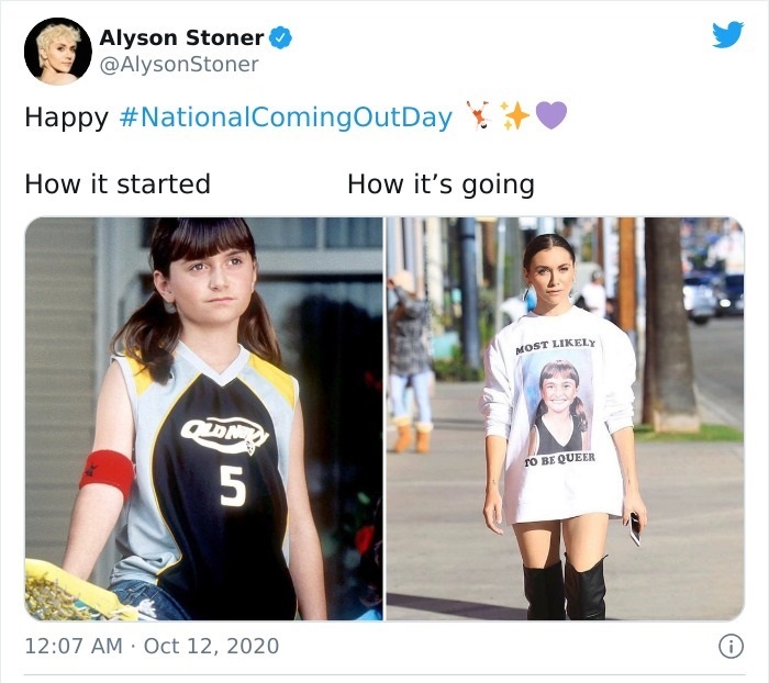 t shirt - Alyson Stoner Stoner Happy How it started How it's going Most ly To Be Queer 5