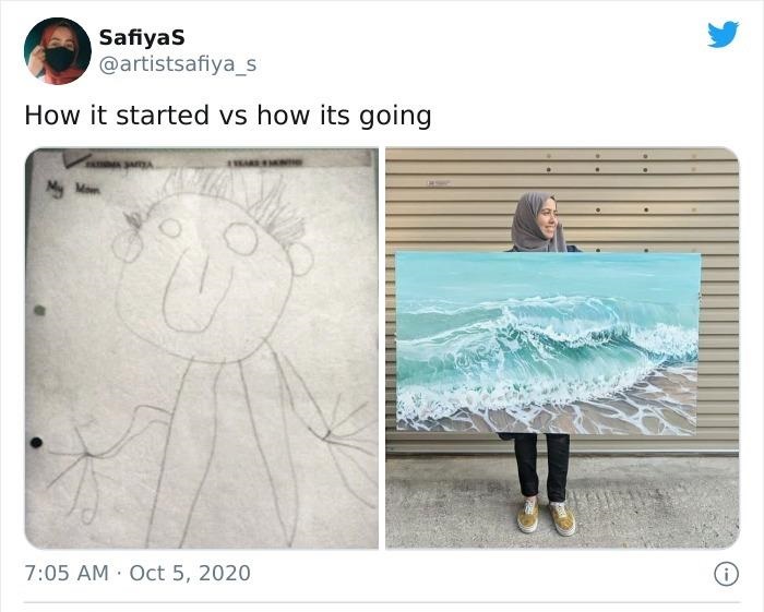 design - Safiyas How it started vs how its going . 0