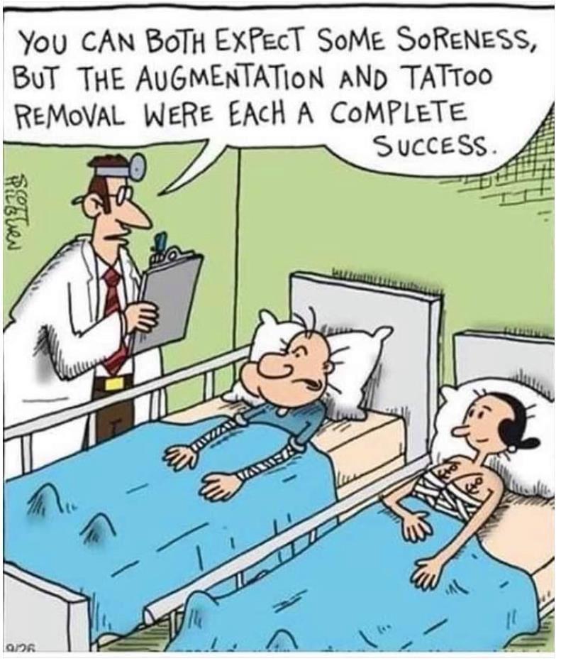 cartoon - You Can Both Expect Some Soreness, But The Augmentation And Tattoo Removal Were Each A Complete Success Setten Wand