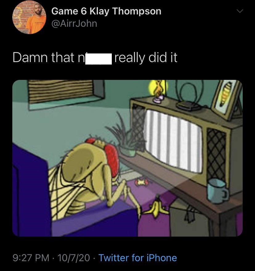 cartoon - Game 6 Klay Thompson Damn that n |really did it 10720 Twitter for iPhone