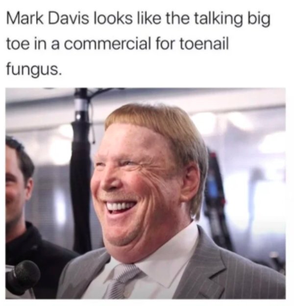 photo caption - Mark Davis looks the talking big toe in a commercial for toenail fungus.
