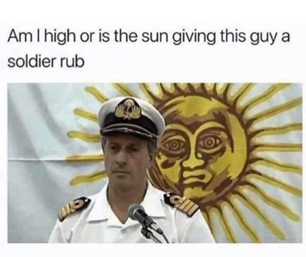 am i high or is the sun giving this guy a shoulder rub - Am I high or is the sun giving this guy a soldier rub