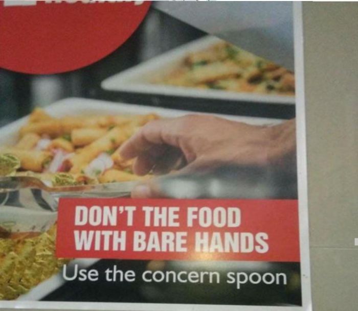 do not the food use the concern spoon - Don'T The Food With Bare Hands Use the concern spoon