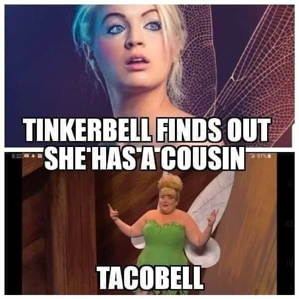 tinkerbell meme - Tinkerbell Finds Out She Has A Cousin Tacobell