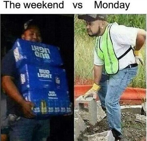 The weekend Vs Monday