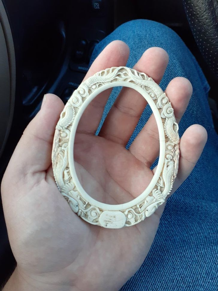“This little picture frame is solid ivory and is over 150 years old. I can see why they threw it away but I’m glad I saved it.”
