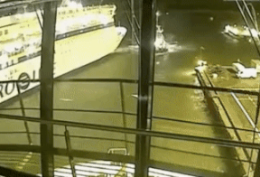 cool pictures - boat narrowly avoiding other boat gif