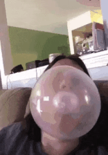cool pictures - woman blowing multiple bubbles with one piece of gum gif