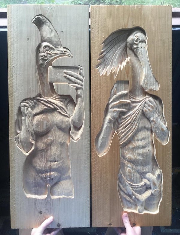 cool pictures - sexy wooden creature cut outs