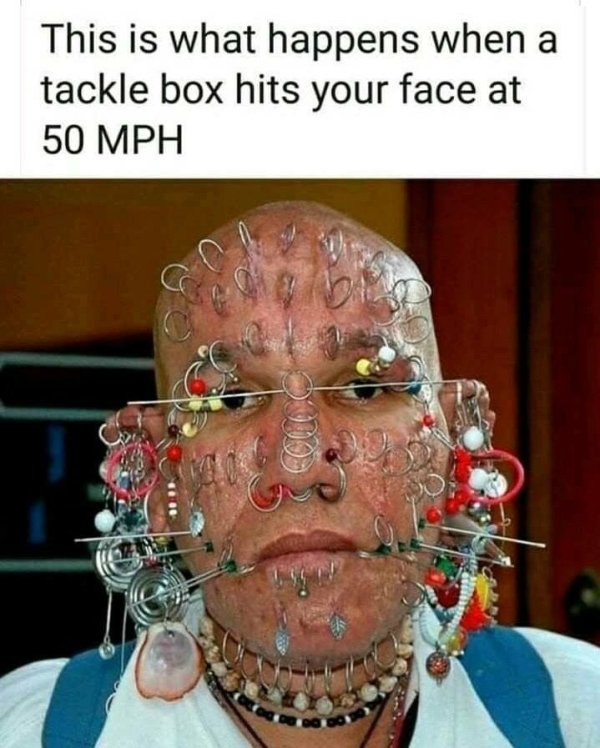 tackle box face - This is what happens when a tackle box hits your face at 50 Mph