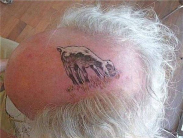 funny hair tattoo