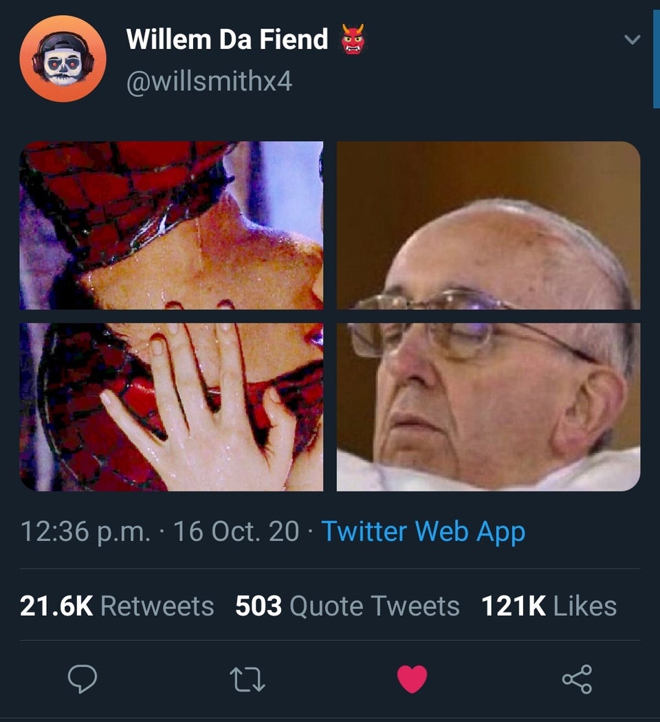funny tweets - pope kissing spider-man upside down meme