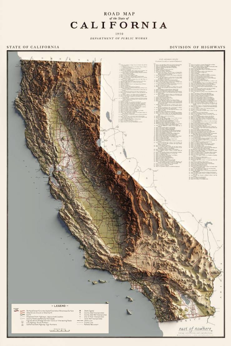 atlas - Road Map of the State of California 1950 Department Of Public Works State Of California Division Of Highways Halal Be Legend Server Stara Set Gr Tm Carte Custom east of nowhere.