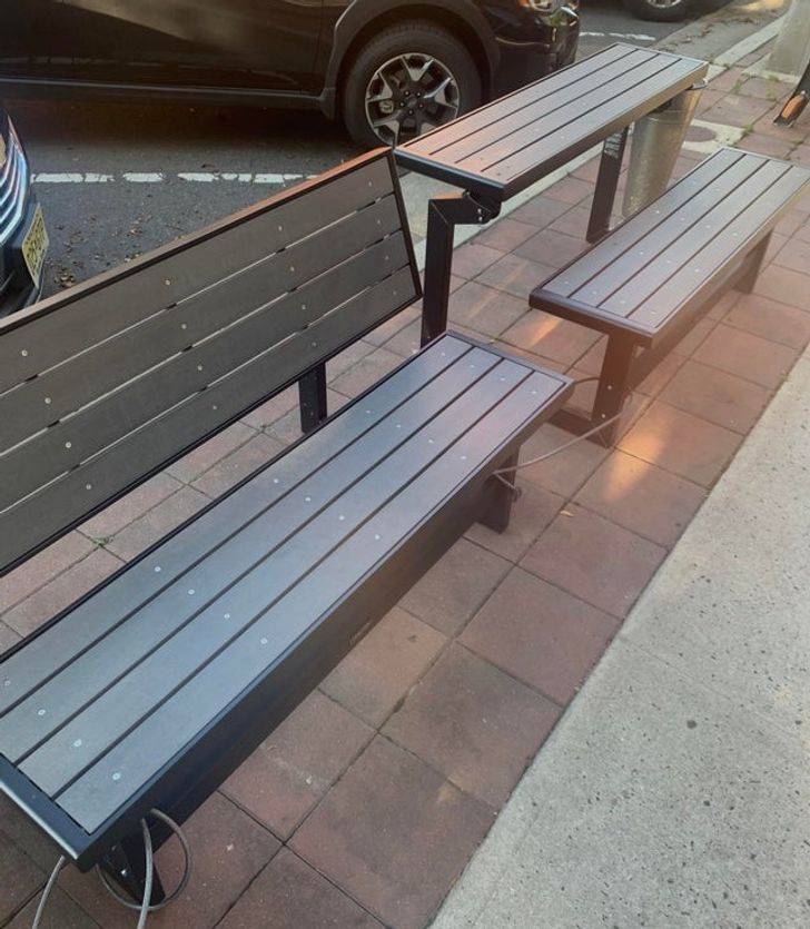 "You can turn one of these benches into a bench and table combo."