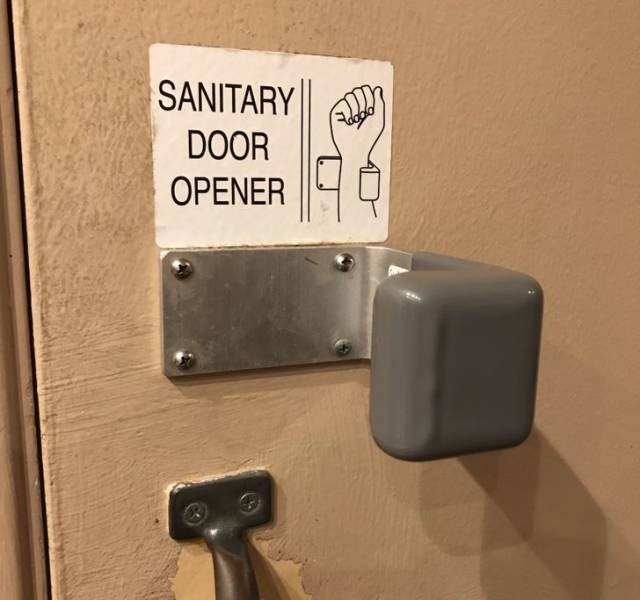 Sanitary door opener.
