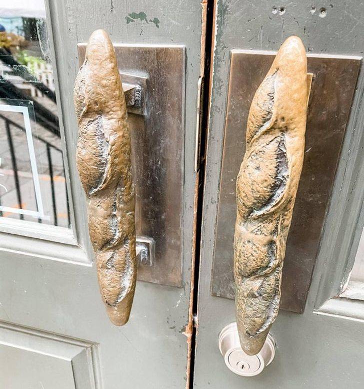 "And the door handles for this bakery are baguettes."