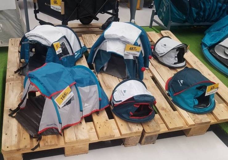 “This sports store has tiny model tents so they don’t have to set up the big ones.”